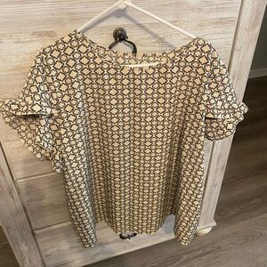 SHEIN Black and Cream Geometric Blouse